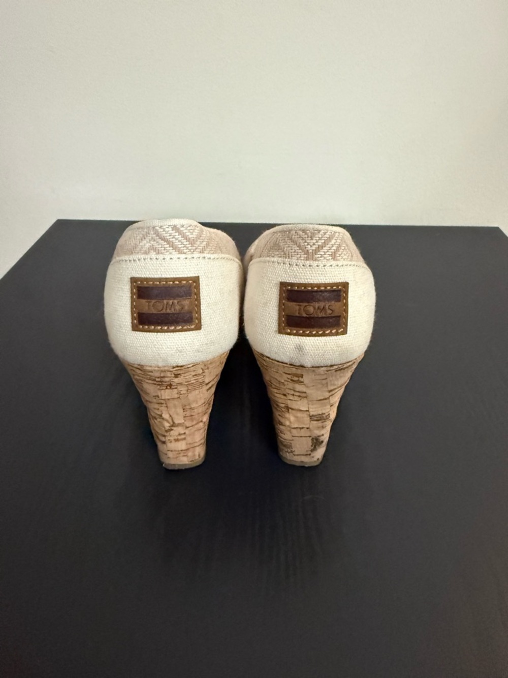Toms Stella Cream Woven Cork Wedge Heels Espadrilles Sandals Women's Size 9.5 - Picture 5 of 7